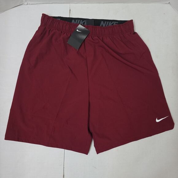 New Nike Mens Large Shorts Maroon Flex 2.0 No Pockets Lightweight Dri Fit - Picture 2 of 4